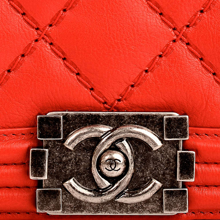 Chanel Red Quilted Calfskin New Medium Double Quilt Boy Bag 3