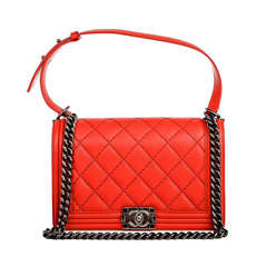 Chanel Red Quilted Calfskin New Medium Double Quilt Boy Bag