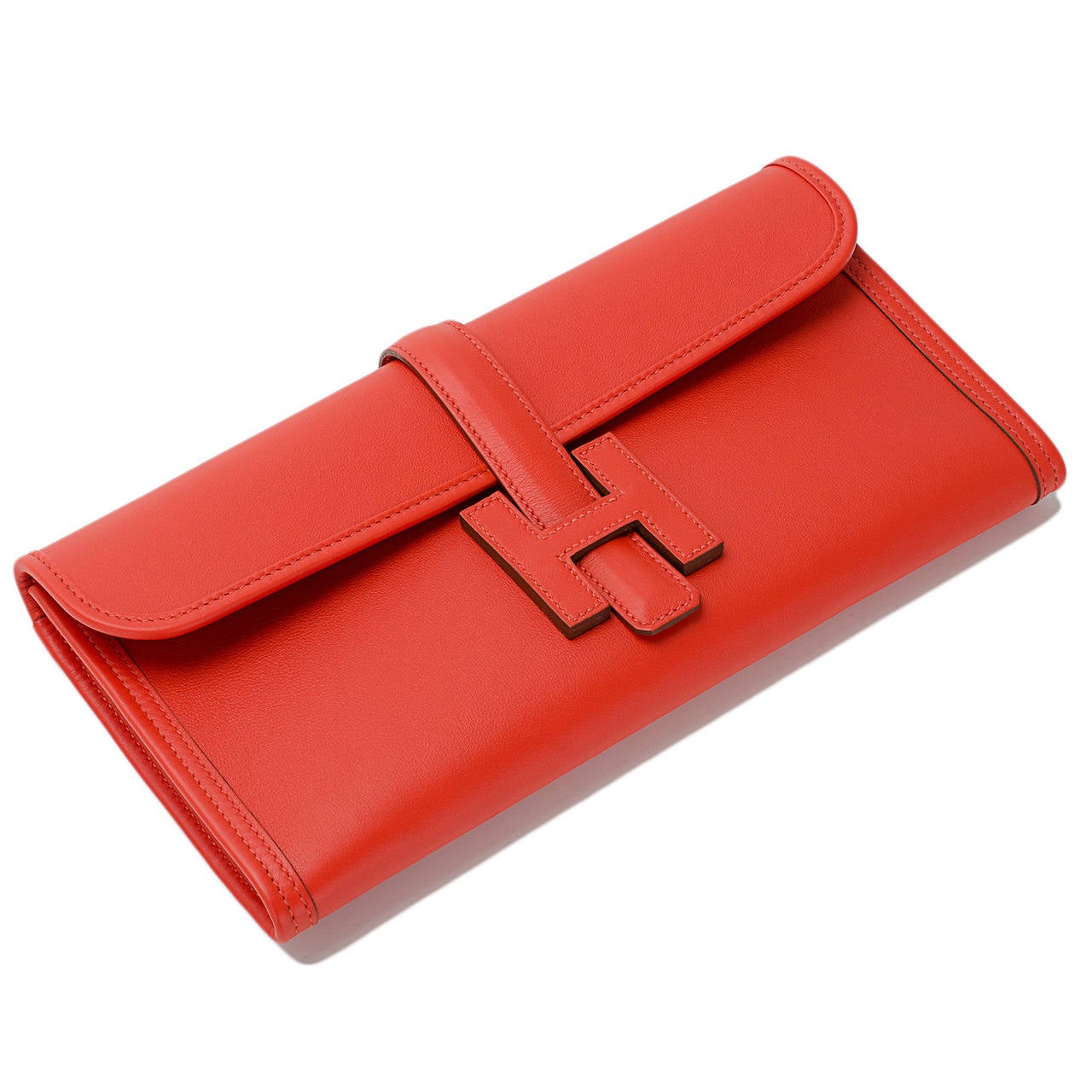 Hermes Capucine Swift Jige Elan Clutch 29cm In New Condition For Sale In New York, NY