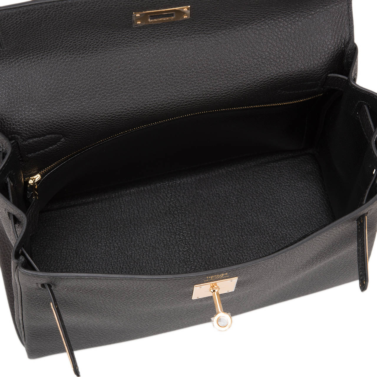 Hermes Black Togo Kelly 28cm Gold Hardware at 1stdibs