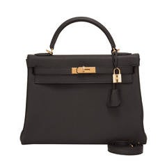 Hermes Black Togo Kelly 32cm Gold Hardware