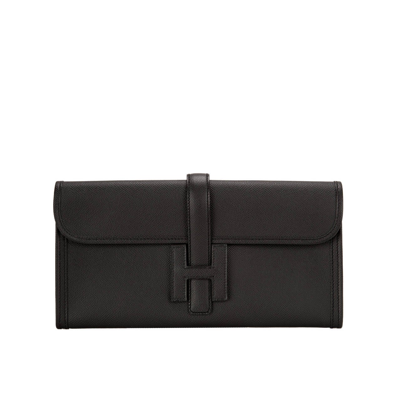 Hermes Black Epsom Jige Elan Clutch 29cm