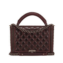 Chanel Burgundy Boy Chanel Handle Flap Large Bag