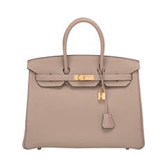 Hermes Gris Tourterelle Togo Birkin 35cm Gold Hardware
