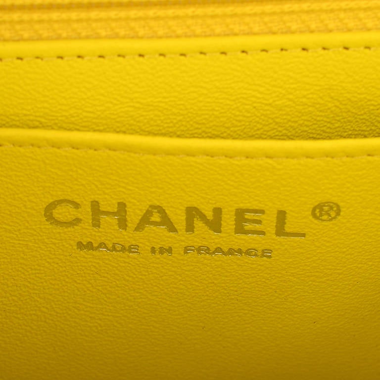 Chanel Yellow Velvet Velour Small Classic 2.55 Shoulder/Crossbody Flap Bag 3