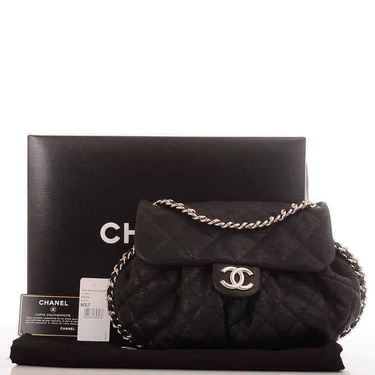 Chanel Black Aged Lambskin Chain Around Medium Crossbody Messenger Bag 5
