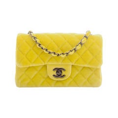 Chanel Yellow Velvet Velour Small Classic 2.55 Shoulder/Crossbody Flap Bag