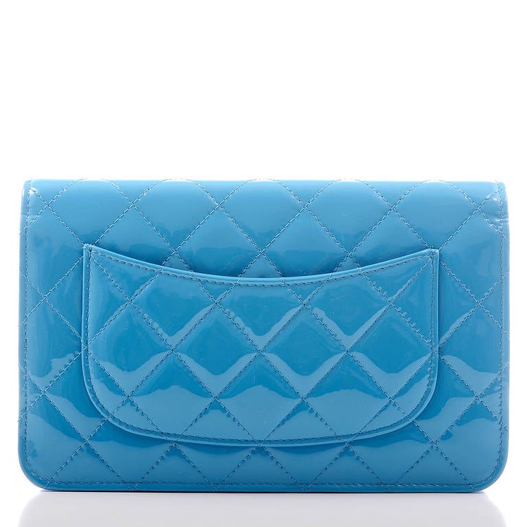 Chanel Turquoise Blue Patent Wallet On Chain (WOC) 1