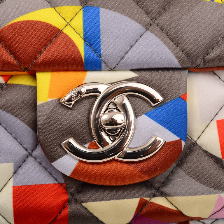 Chanel Printed Nylon Quilted Shoulder/Crossbody Flap Bag In New Condition In New York, NY
