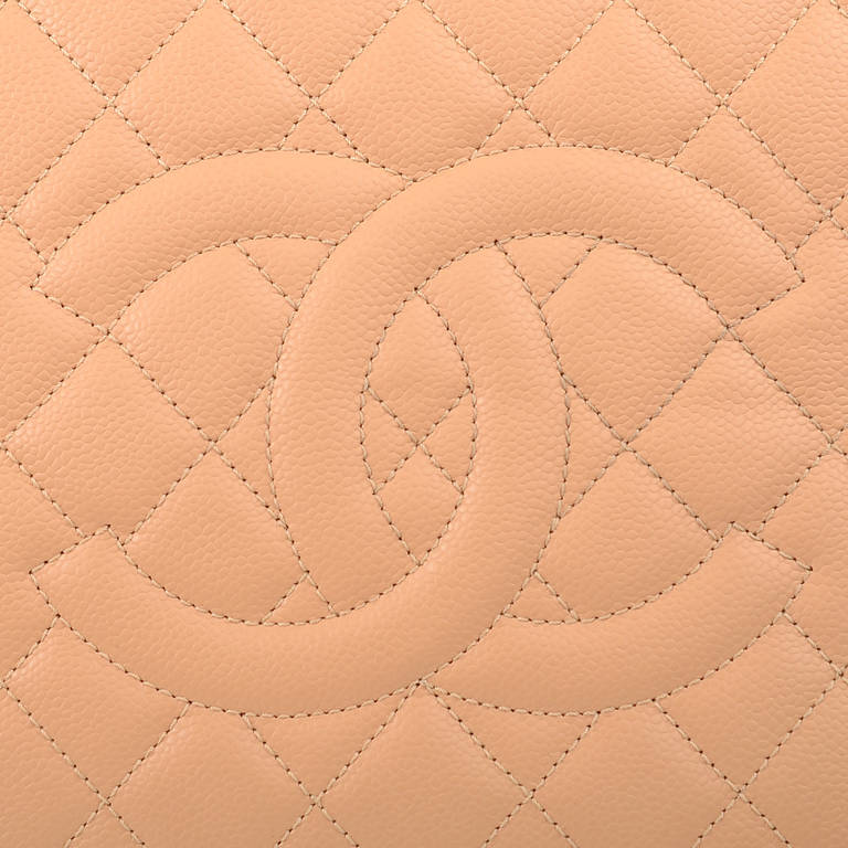 Chanel Beige Quilted Caviar Grand Shopper Tote (GST) Bag with Gold Hardware 2