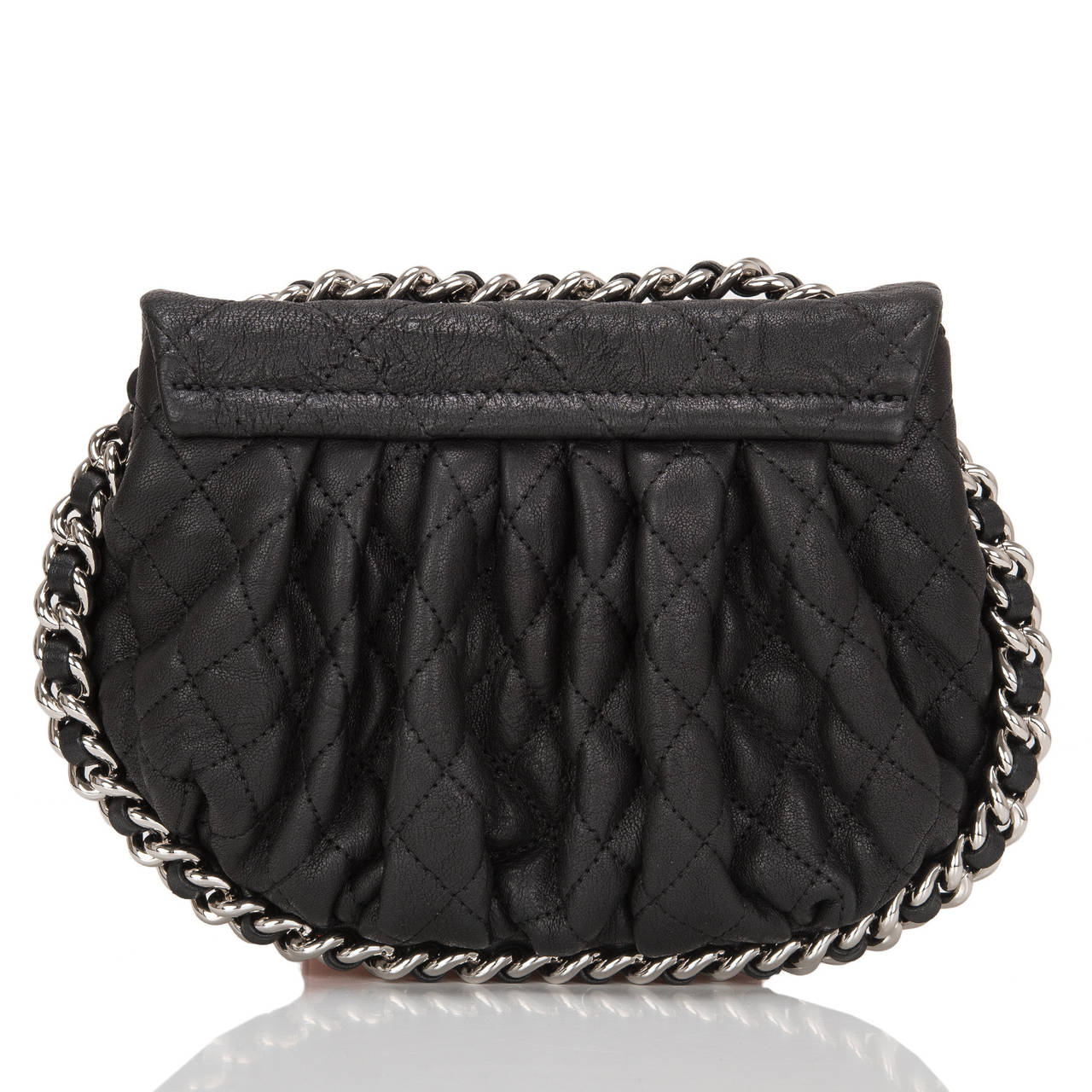 Chanel Black Aged Lambskin Chain Around Mini Crossbody Messenger Bag In New Condition In New York, NY