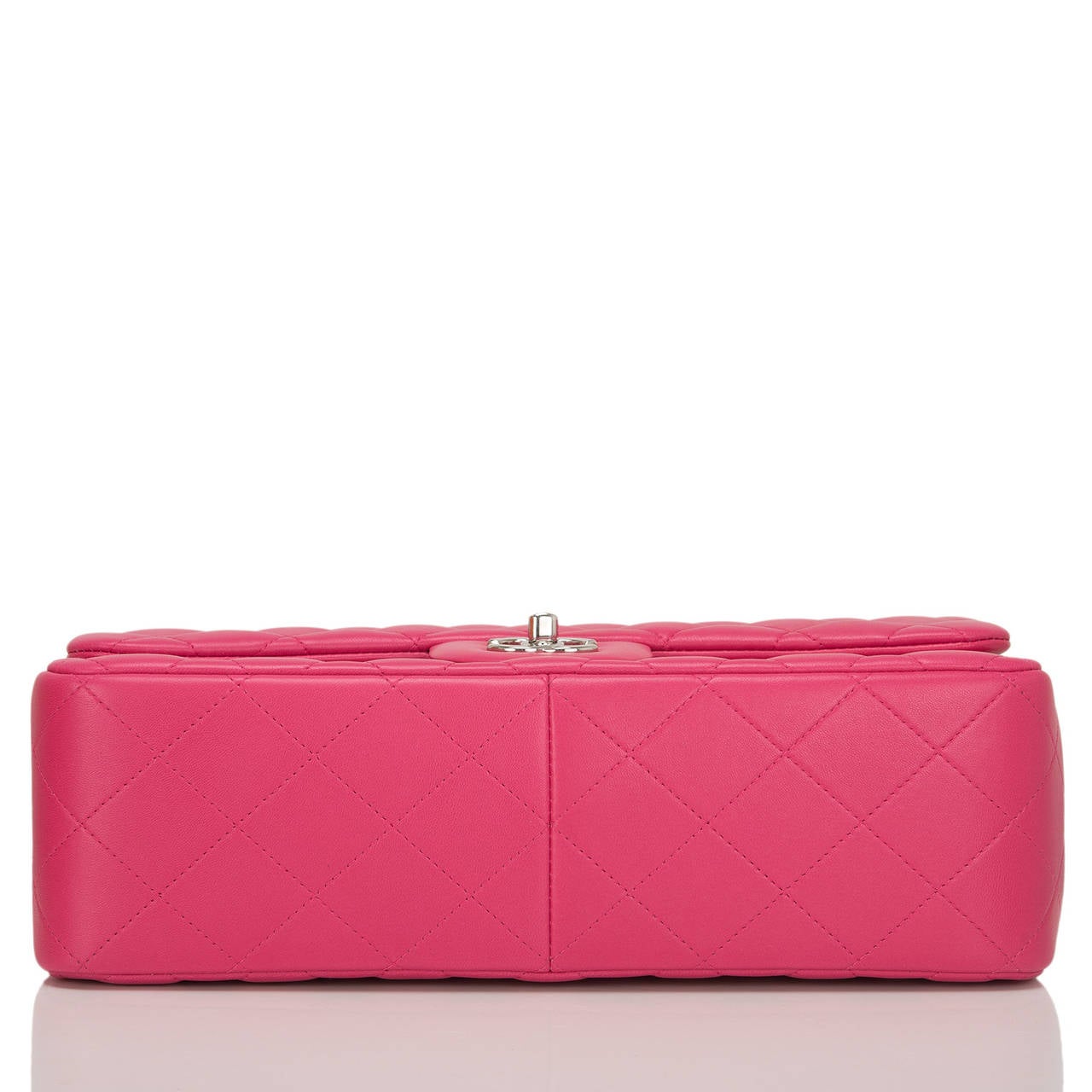 Women's Chanel Fuchsia Pink Lambskin Jumbo Classic Double Flap Bag