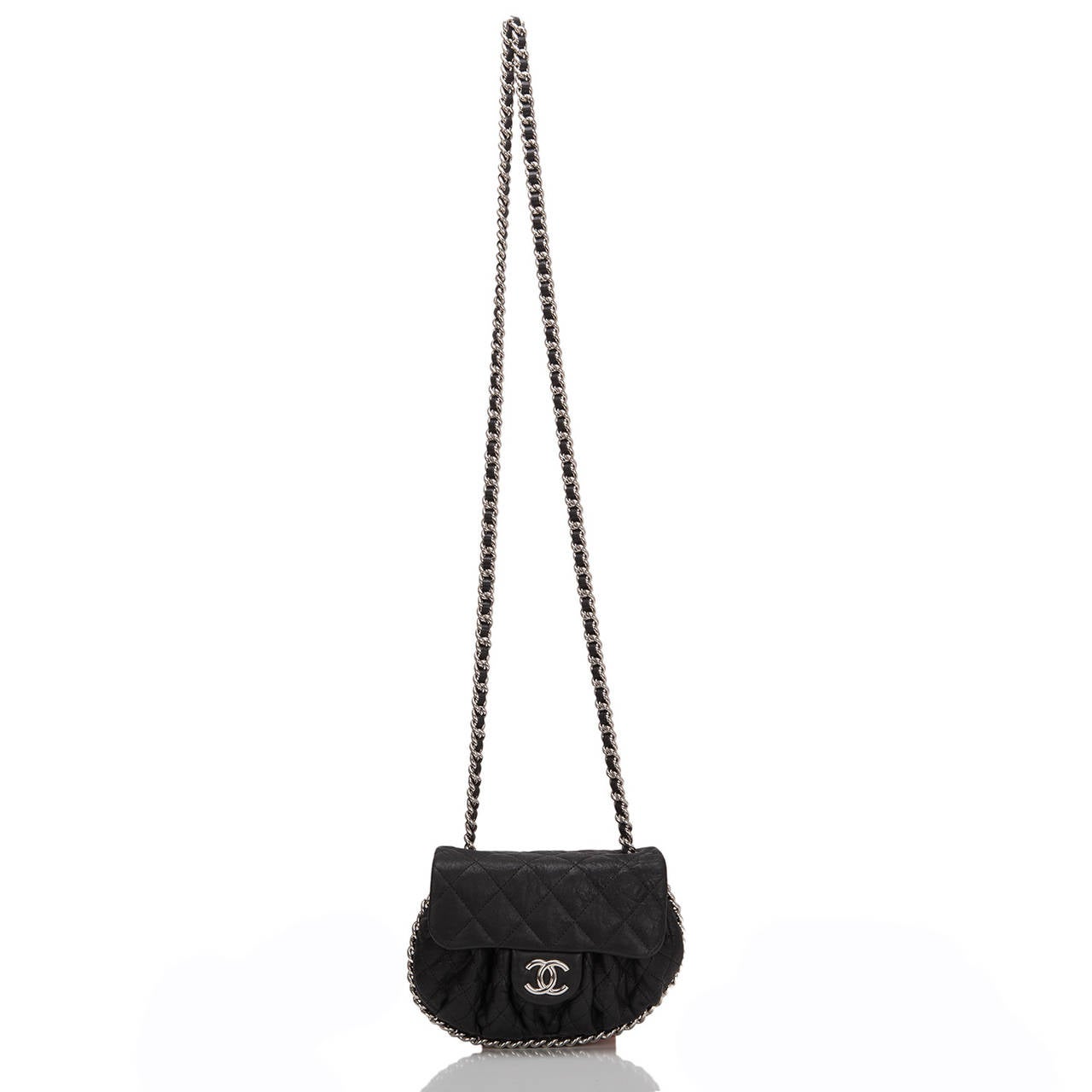 Chanel Black Aged Lambskin Chain Around Mini Crossbody Messenger Bag 1