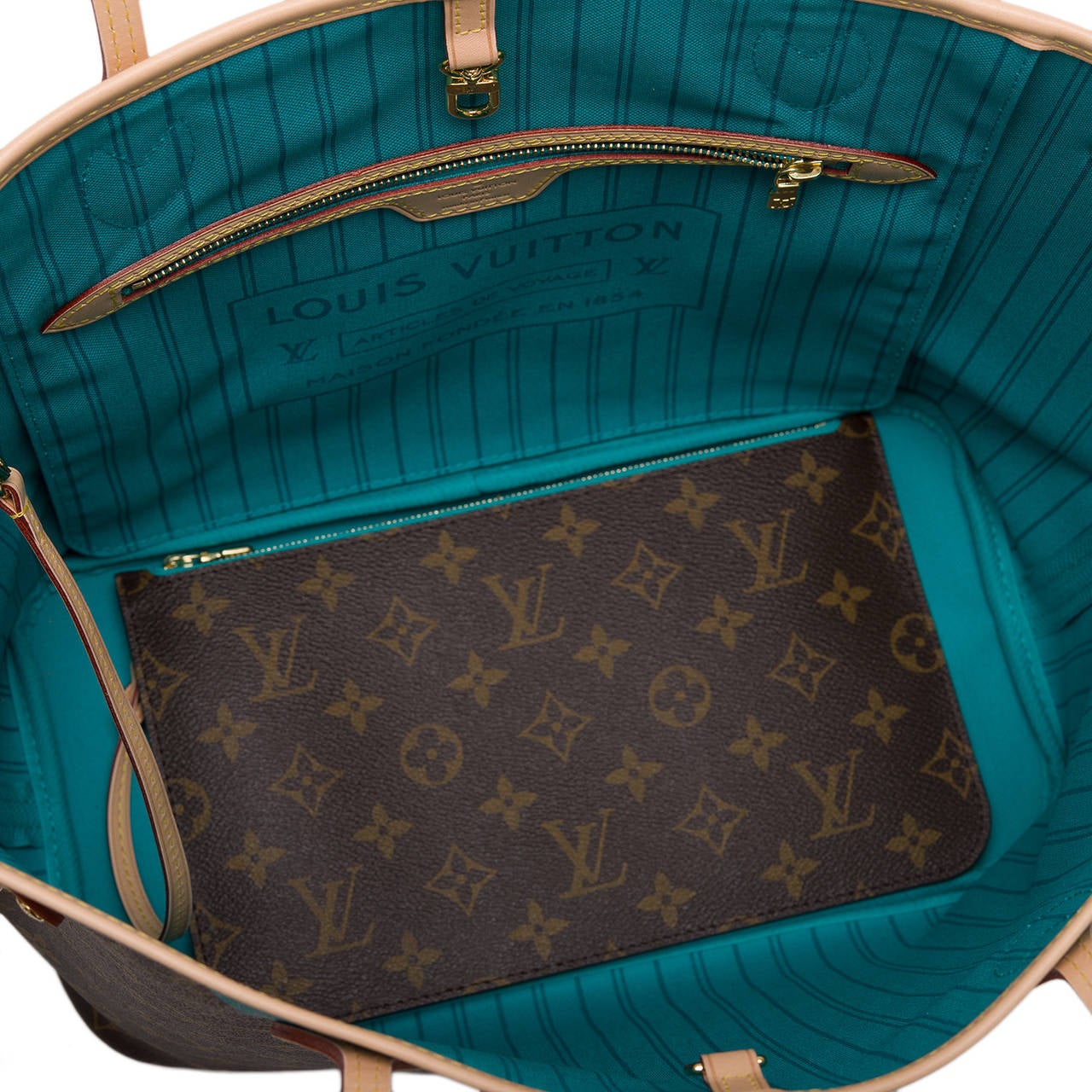 Louis Vuitton Neverfull Monogram V (Without Pouch) MM Teal Lining