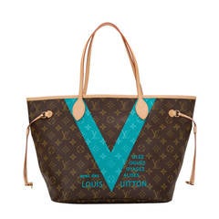 Louis Vuitton Turquoise Twill Fabric and Monogram Canvas