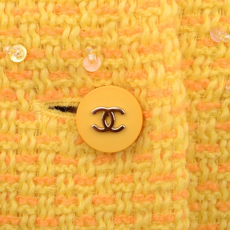 Chanel Yellow Boucle Short Jacket Fr 38 US 6