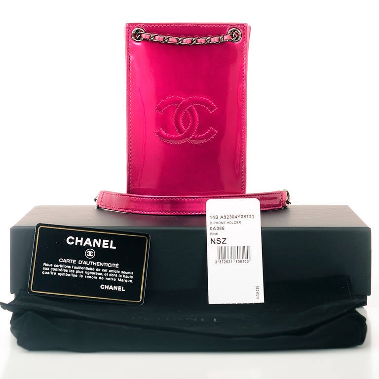Chanel Electric Fuchsia Pink Patent Mobile / iPhone / Holder Crossbody Bag 1