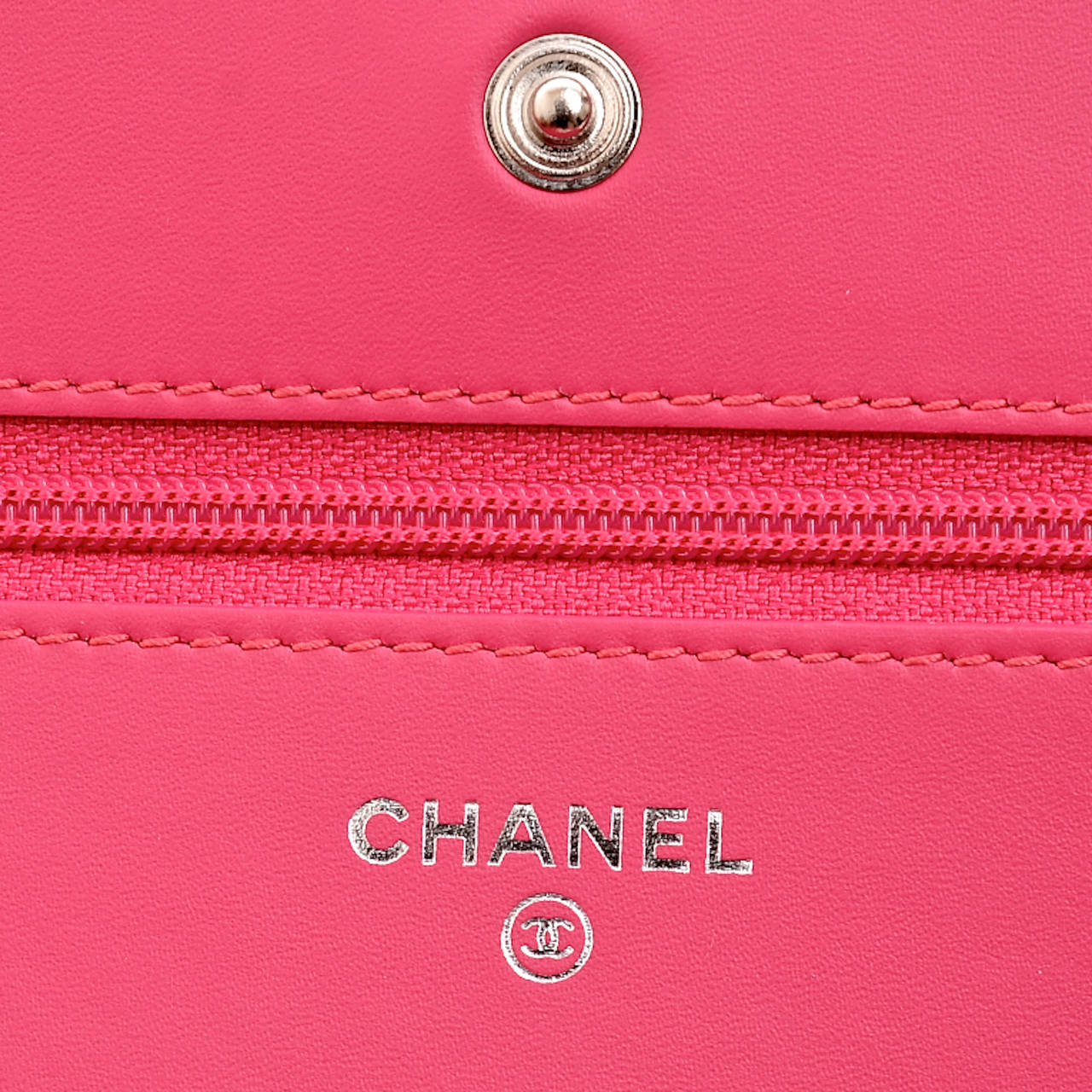 Chanel Fuchsia Pink Classic Quilted Patent Wallet On Chain (WOC) 2