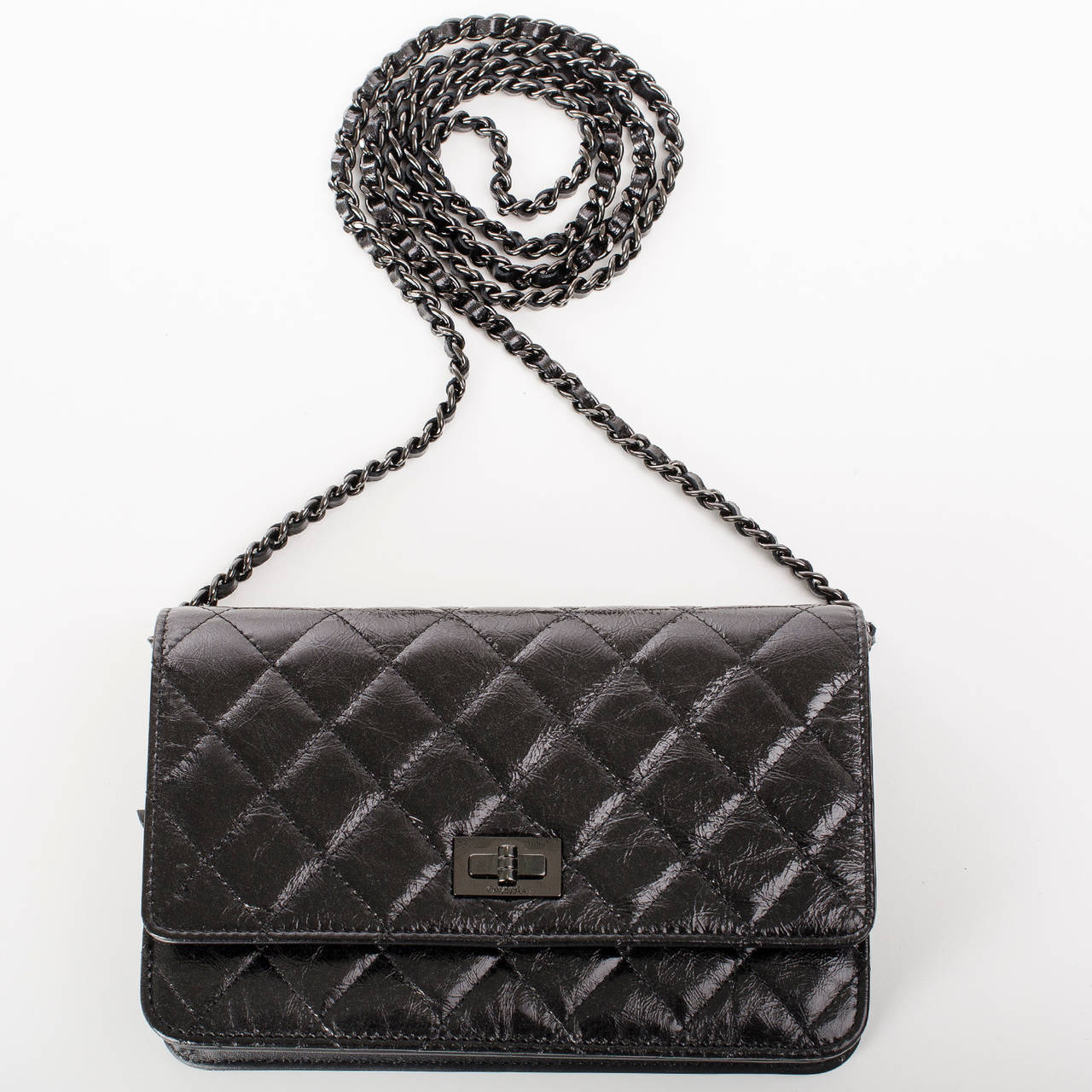 Chanel "So Black" 2.55 Reissue Quilted Calfskin Wallet On Chain (WOC