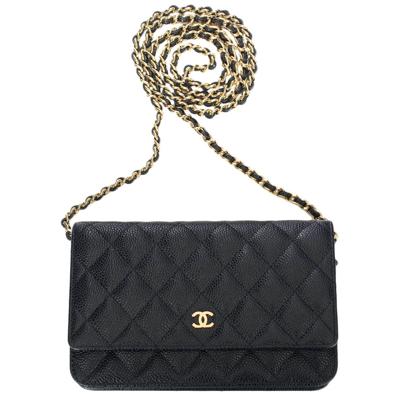 Chanel Black Classic Quilted Caviar Wallet On Chain (WOC) 1