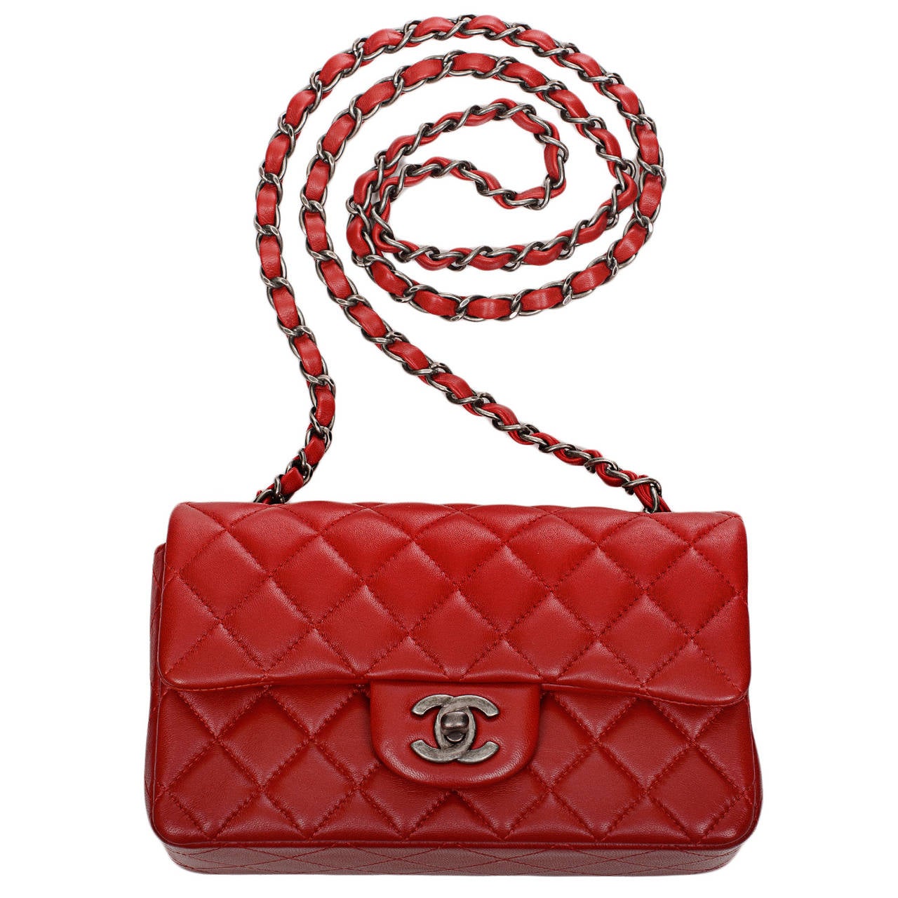Chanel Red Quilted Lambskin Small Classic 2.55 Flap Bag 1