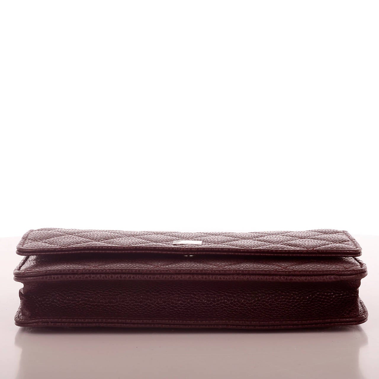 Chanel Burgundy Classic Quilted Caviar Wallet On Chain (WOC) at 1stDibs