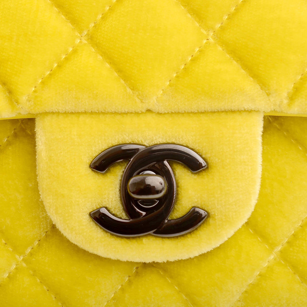 Chanel Yellow Quilted Velvet Small Classic 2.55 Flap Bag 2