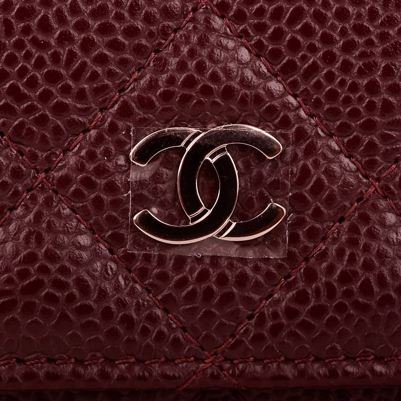 Chanel Burgundy Classic Quilted Caviar Wallet On Chain (WOC) In New Condition In New York, NY