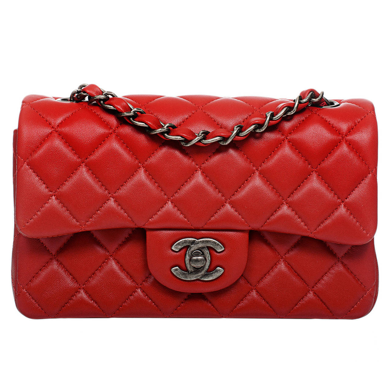 Chanel Red Quilted Lambskin Small Classic 2.55 Flap Bag