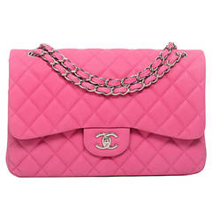 Chanel Hot Pink Matte Iridescent Caviar Jumbo Classic Double Flap Bag
