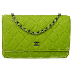 $3000 Chanel Classic Teal Green Quilted Lamb Leather Wallet on Chain Bag  SHW - Lust4Labels