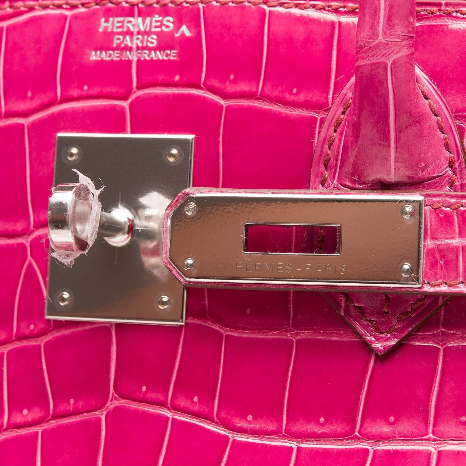 hermes birkin best color - Hermes Fuchsia Shiny Porosus Crocodile Birkin 30cm Palladium ...