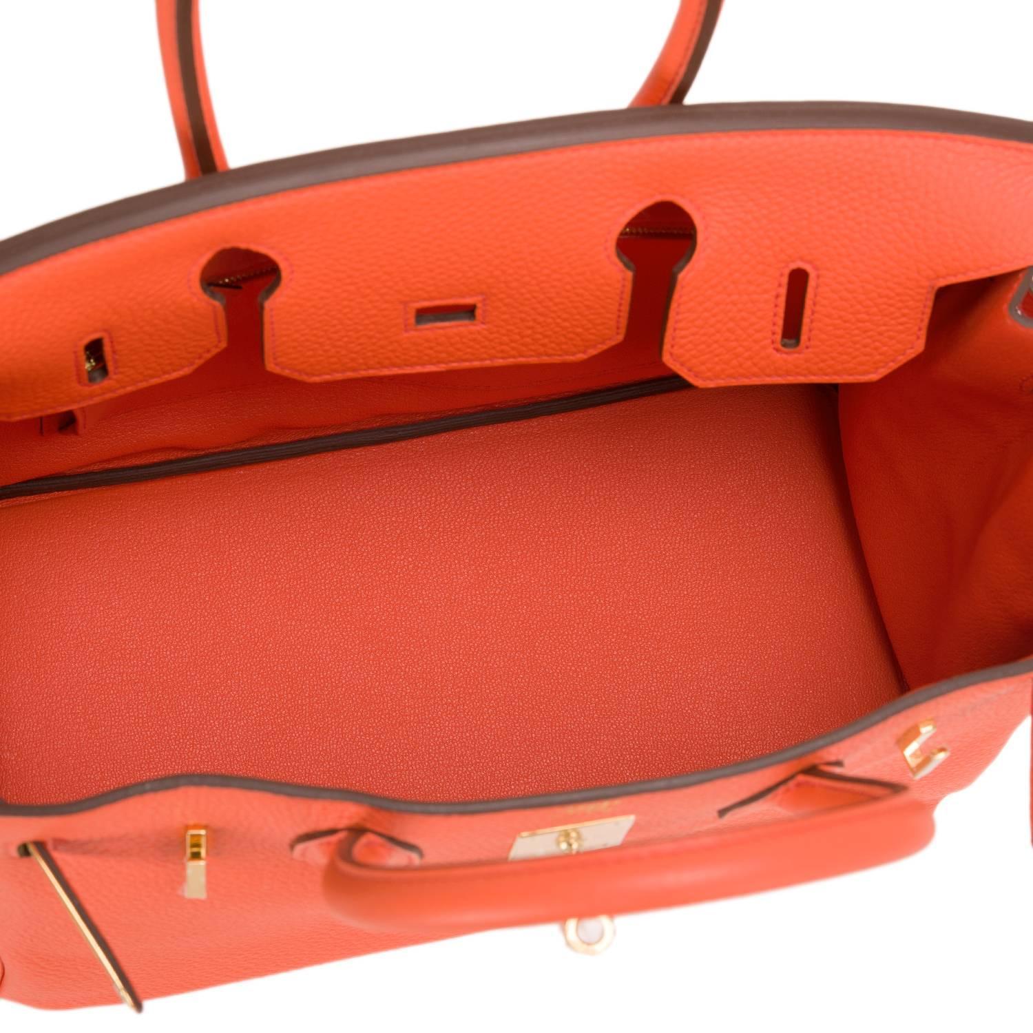 Hermes Orange Poppy Clemence Birkin 30cm Gold Hardware For Sale at ...  