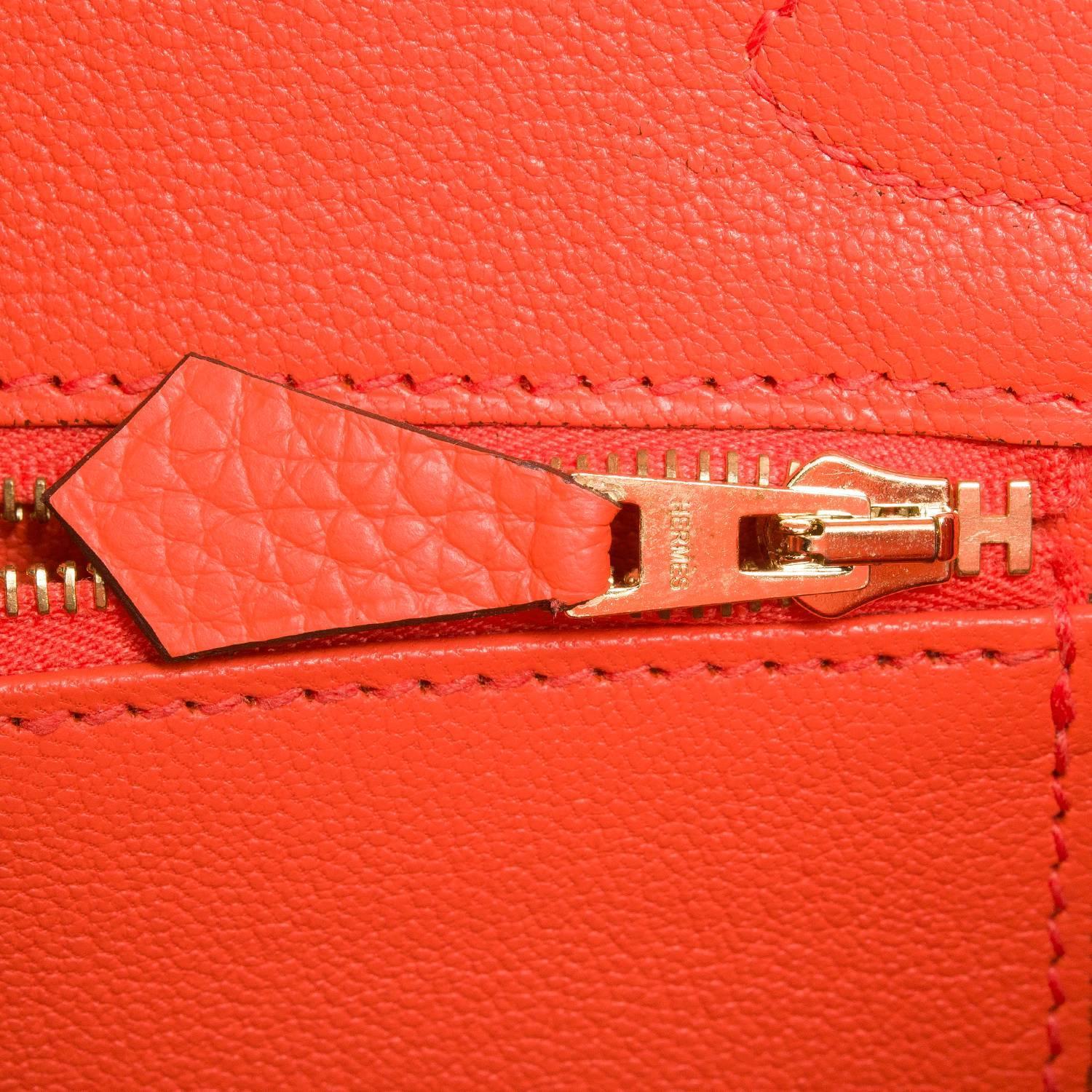 Hermes Orange Poppy Clemence Birkin 30cm Gold Hardware For Sale at ...  