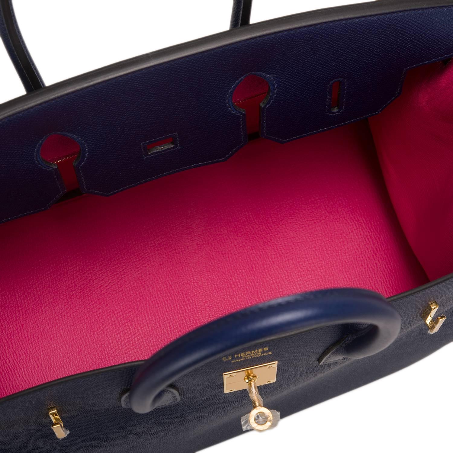 SO Horseshoe Stamped Blue Sapphire/Rose Tyrien Epsom Birkin 35cm Gold Hardware 2