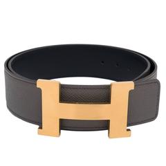 Hermes authentic new brown and black two-color men's belt 110-42