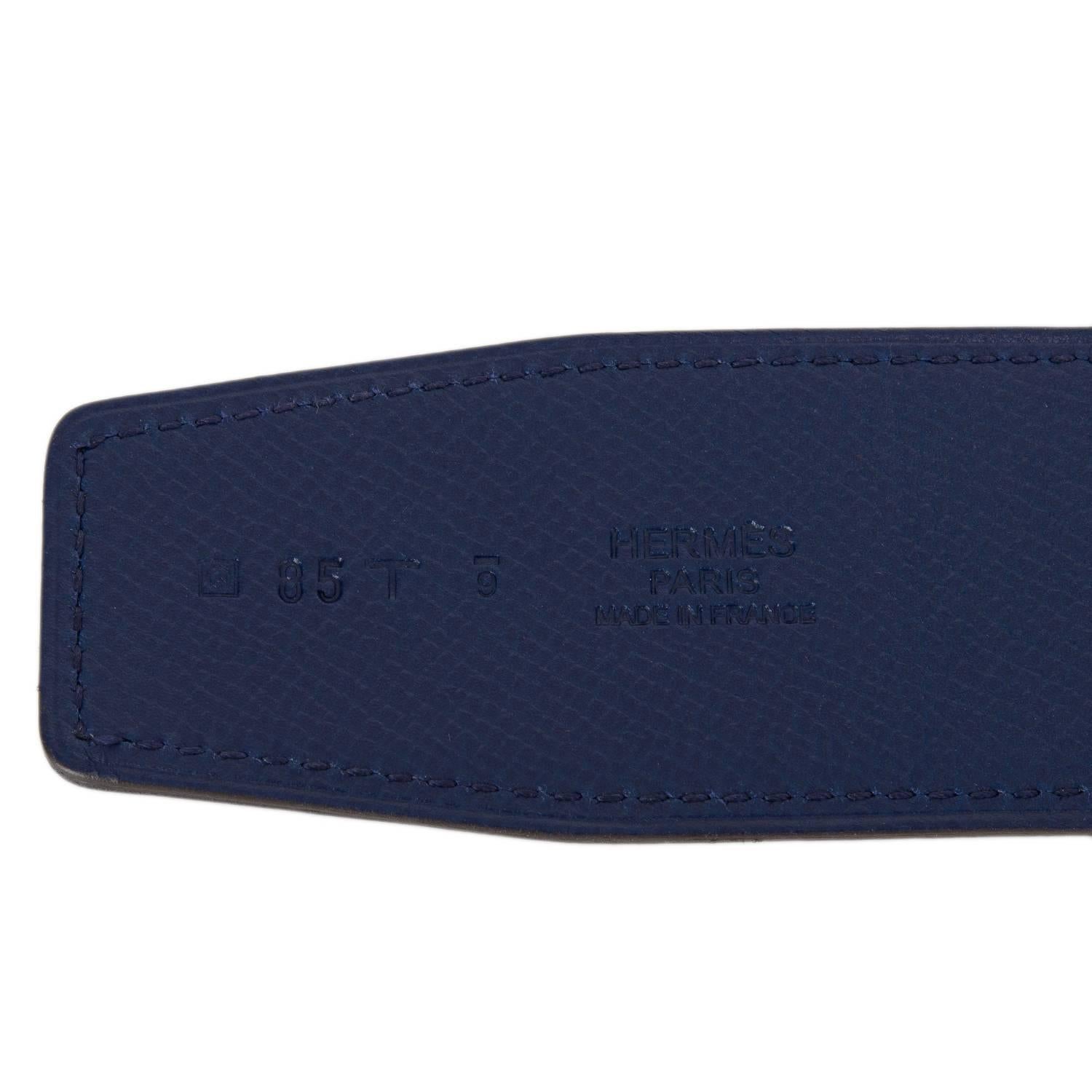 Hermes 42mm Reversible Blue Izmir /Blue Sapphire Constance H Belt Brushed Gold H In New Condition In New York, NY