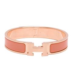 Hermes Clic Clac H Salmon Pink Narrow Enamel Bracelet PM