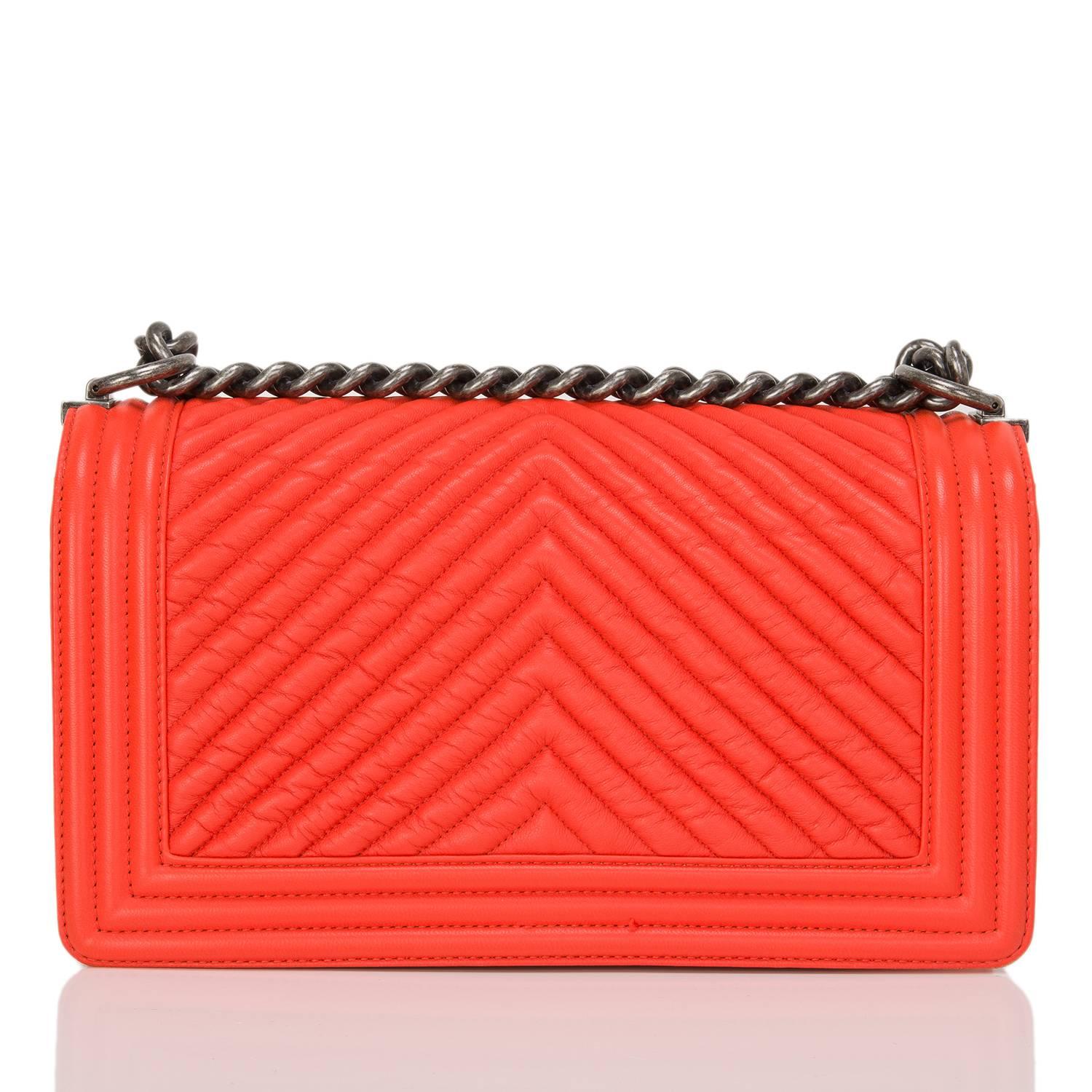 orange chanel boy bag