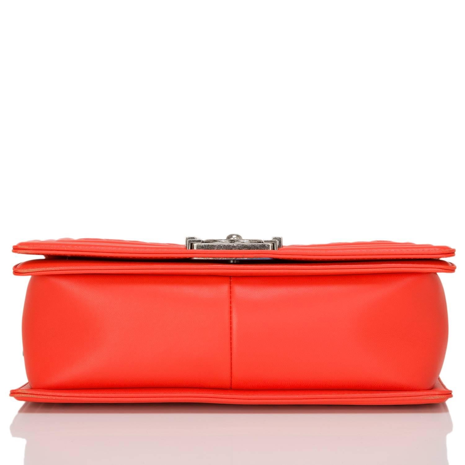 Red Chanel Orange Chevron Medium Boy Bag For Sale