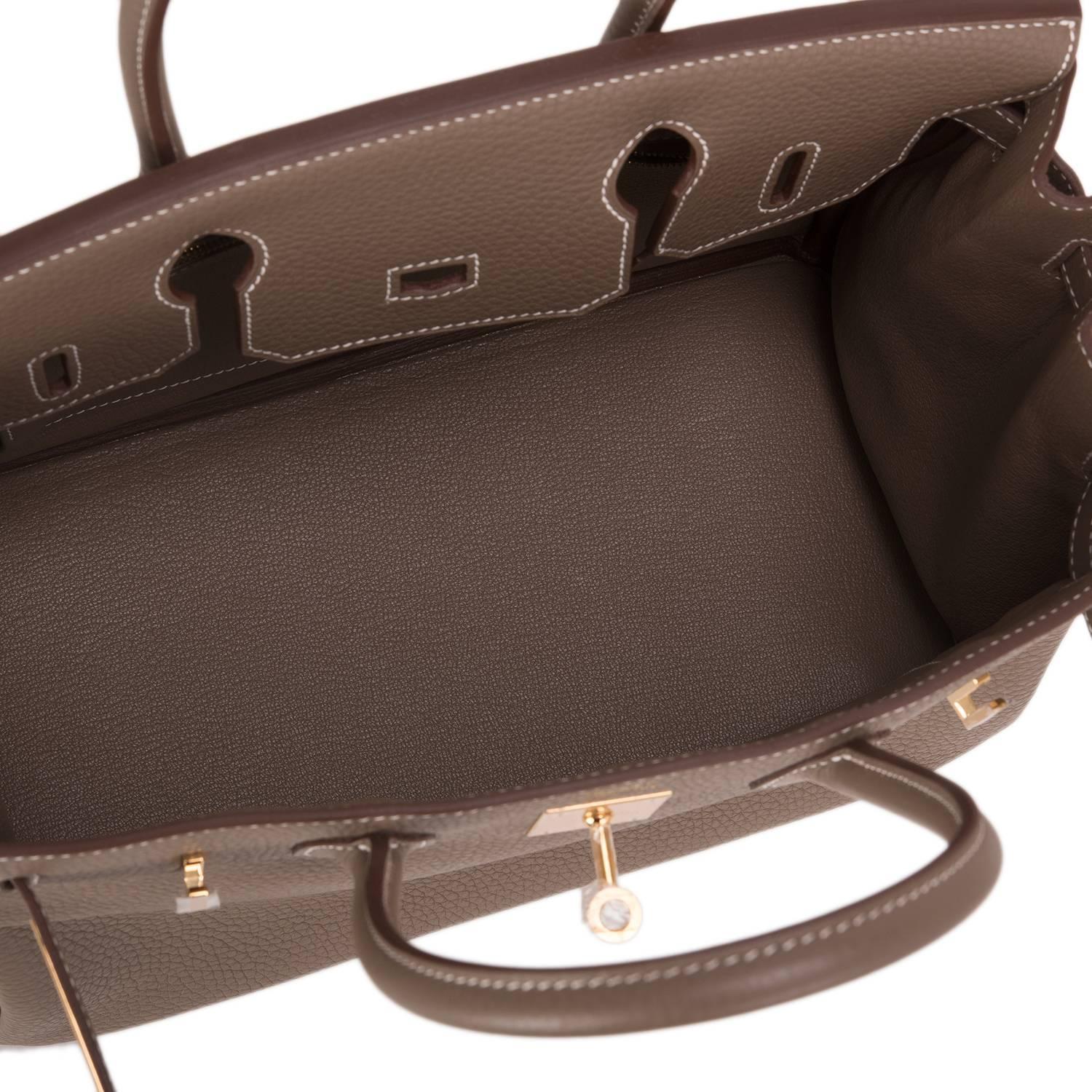 Hermes Etoupe Clemence Birkin 30cm Gold Hardware at 1stdibs  
