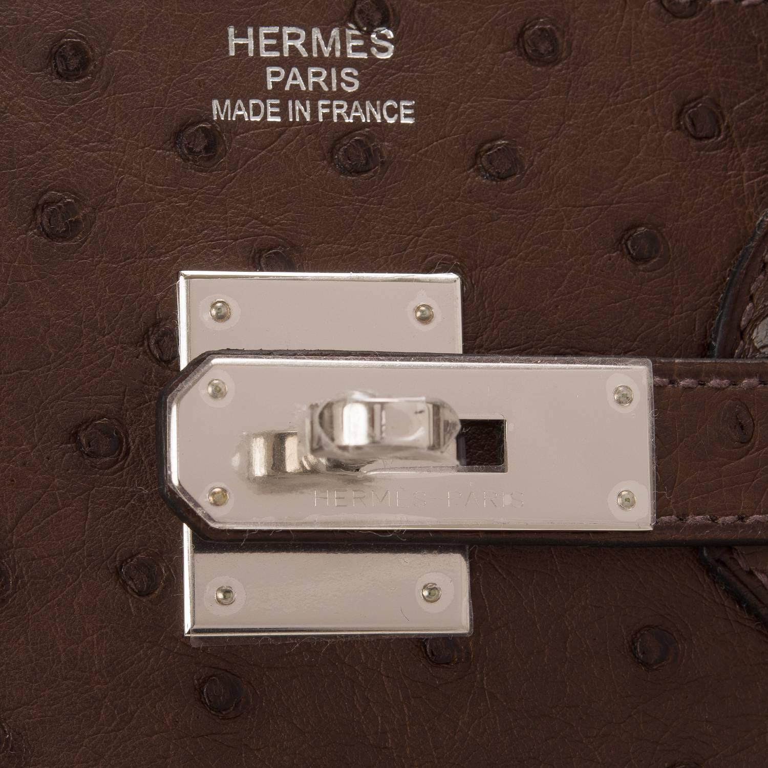 Hermes Marron Fonce Ostrich Birkin 35cm Palladium Hardware 1