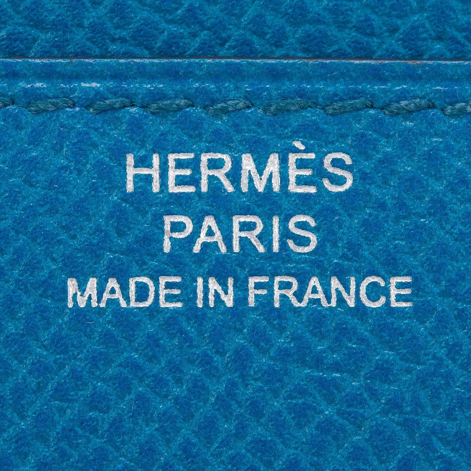 Hermes Blue Izmir Epsom Leather Constance Long Wallet For Sale at ...  