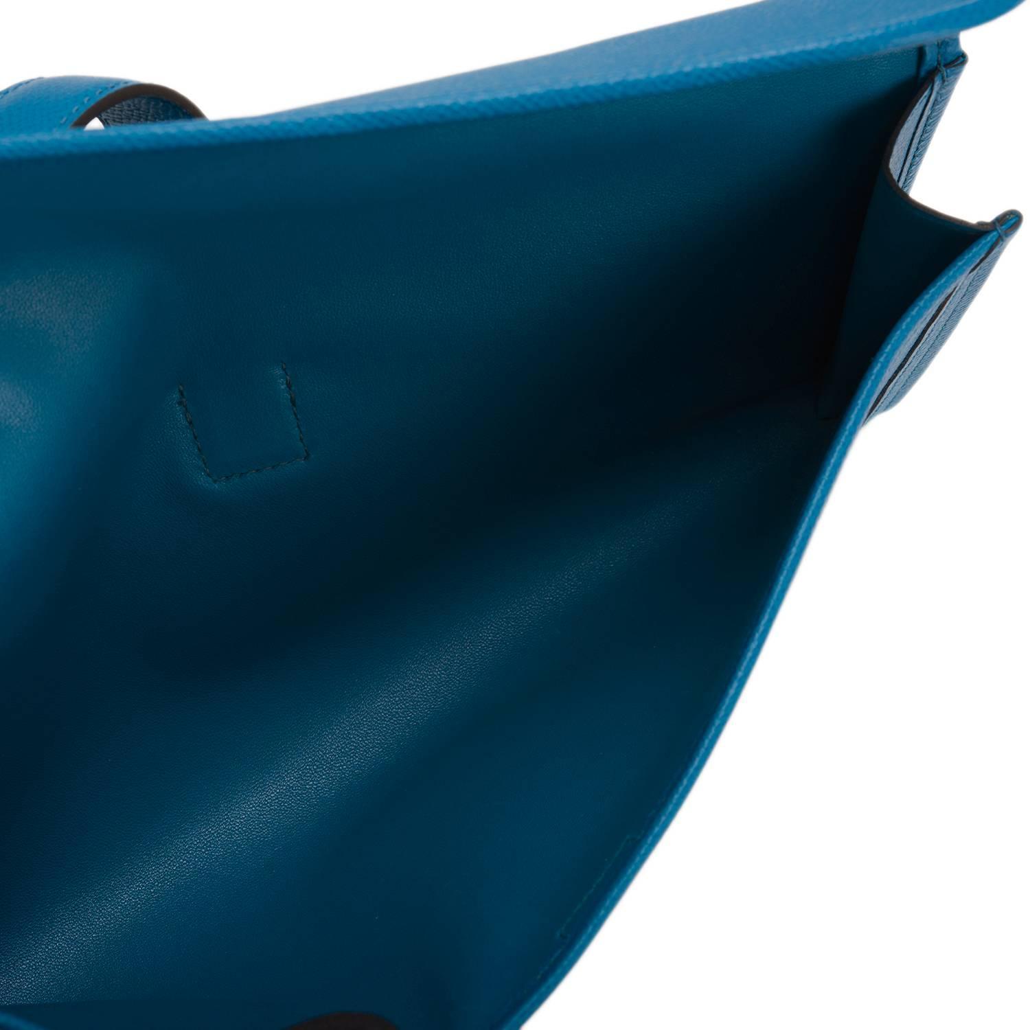 Hermes Blue Izmir Epsom Jige Elan Clutch 29cm at 1stdibs  