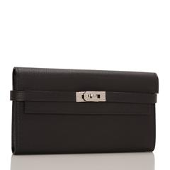 Hermes Black Chevre Kelly Longue Wallet