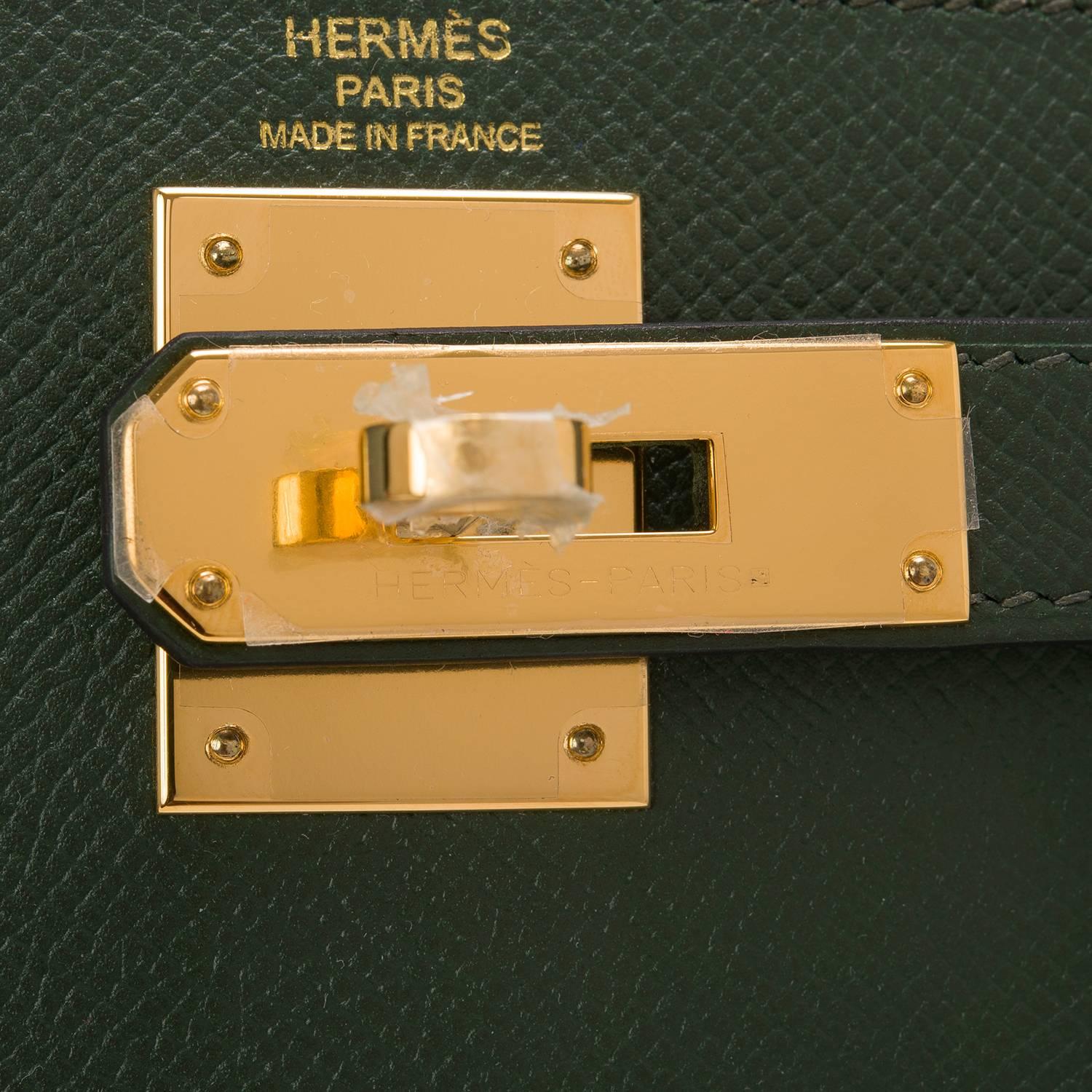 Women's Hermes Vert Anglais Epsom Sellier Kelly 28cm