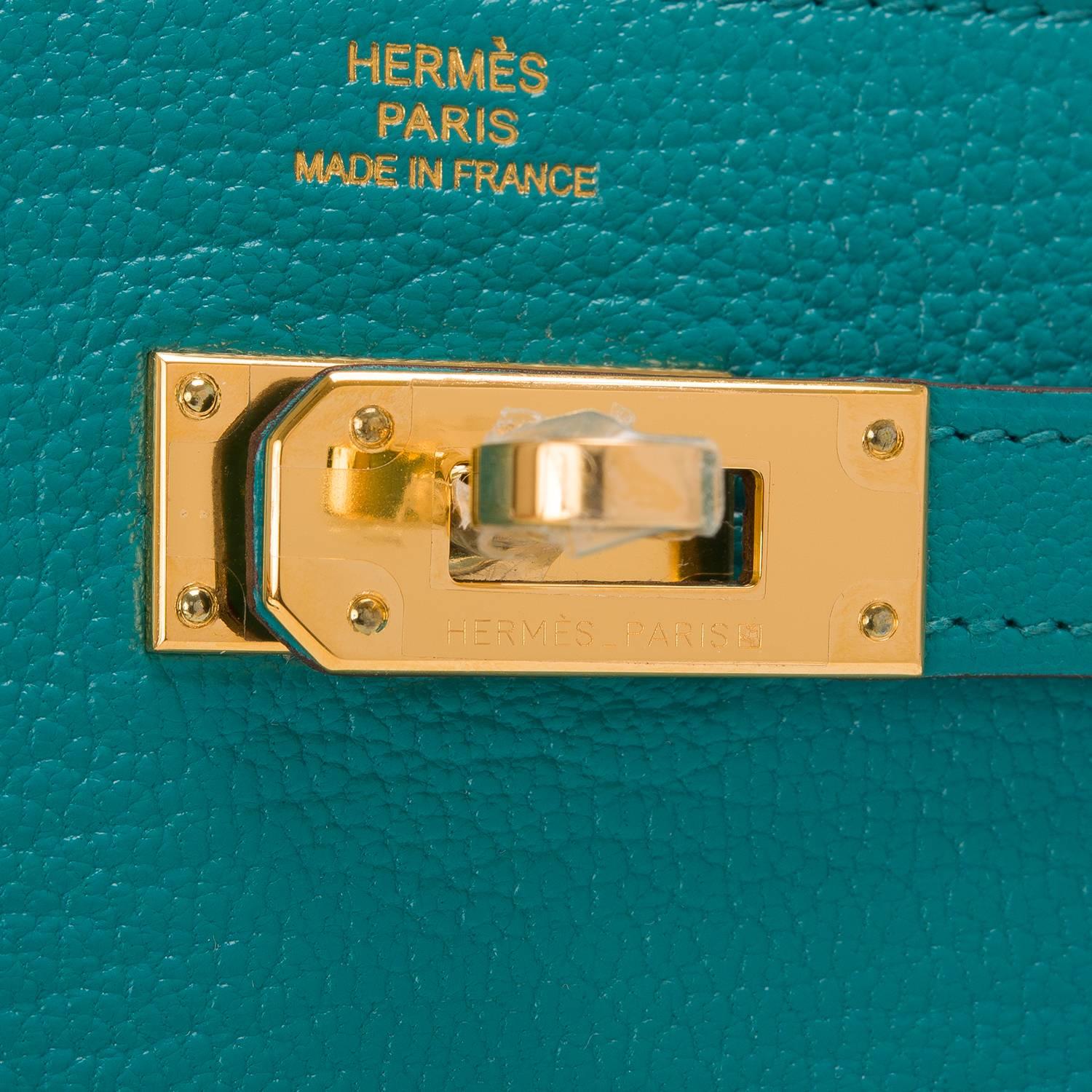 Hermes Blue Paon Chevre Kelly Long Wallet NEW For Sale 2