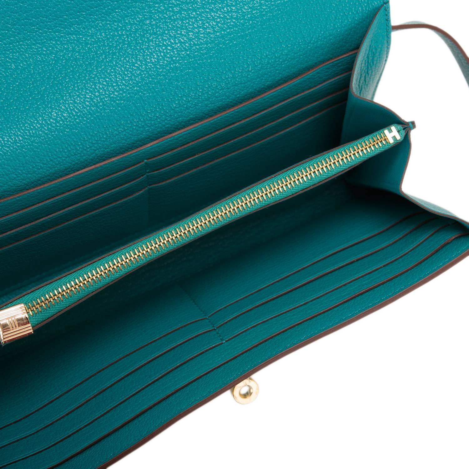 Hermes Blue Paon Chevre Kelly Longue Wallet For Sale at 1stdibs  