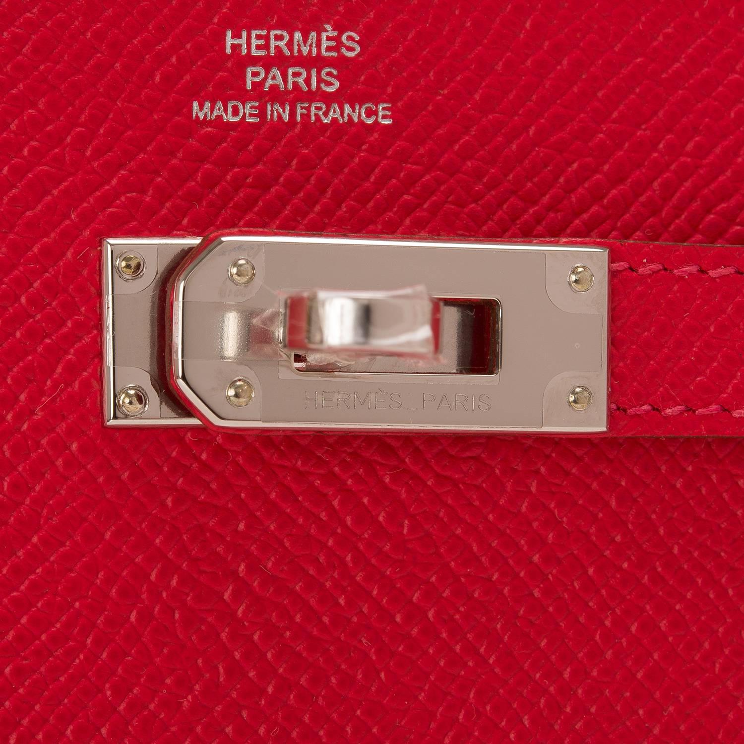 Hermes Rouge Pivoine Epsom Kelly Longue Wallet 1
