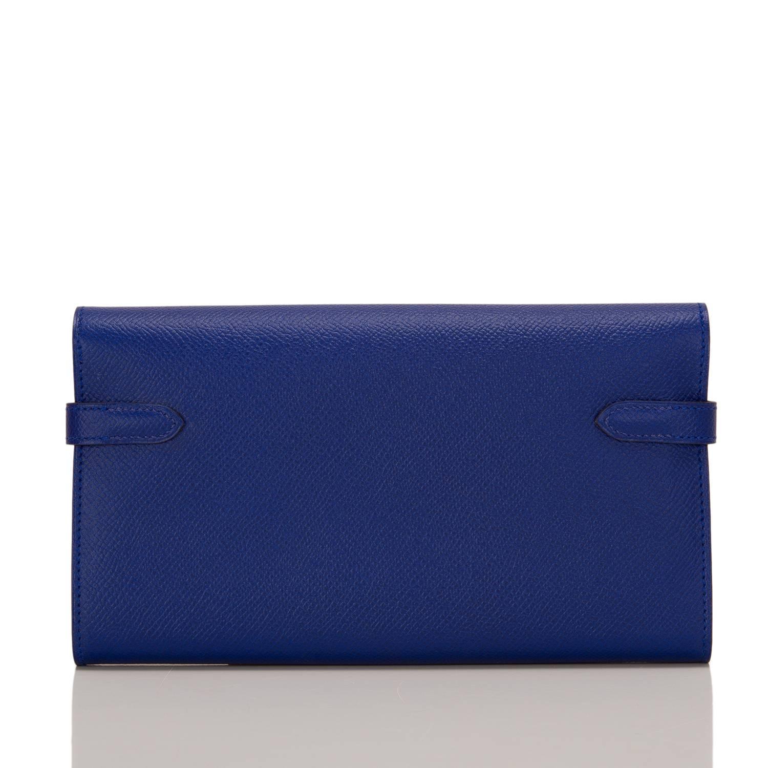 Hermes Blue Electric Epsom Kelly Longue Wallet For Sale at 1stdibs  